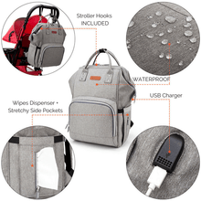 Load image into Gallery viewer, The City 2.0 Diaper Bag Backpack with USB Charging Port - Eloise &amp; Lolo