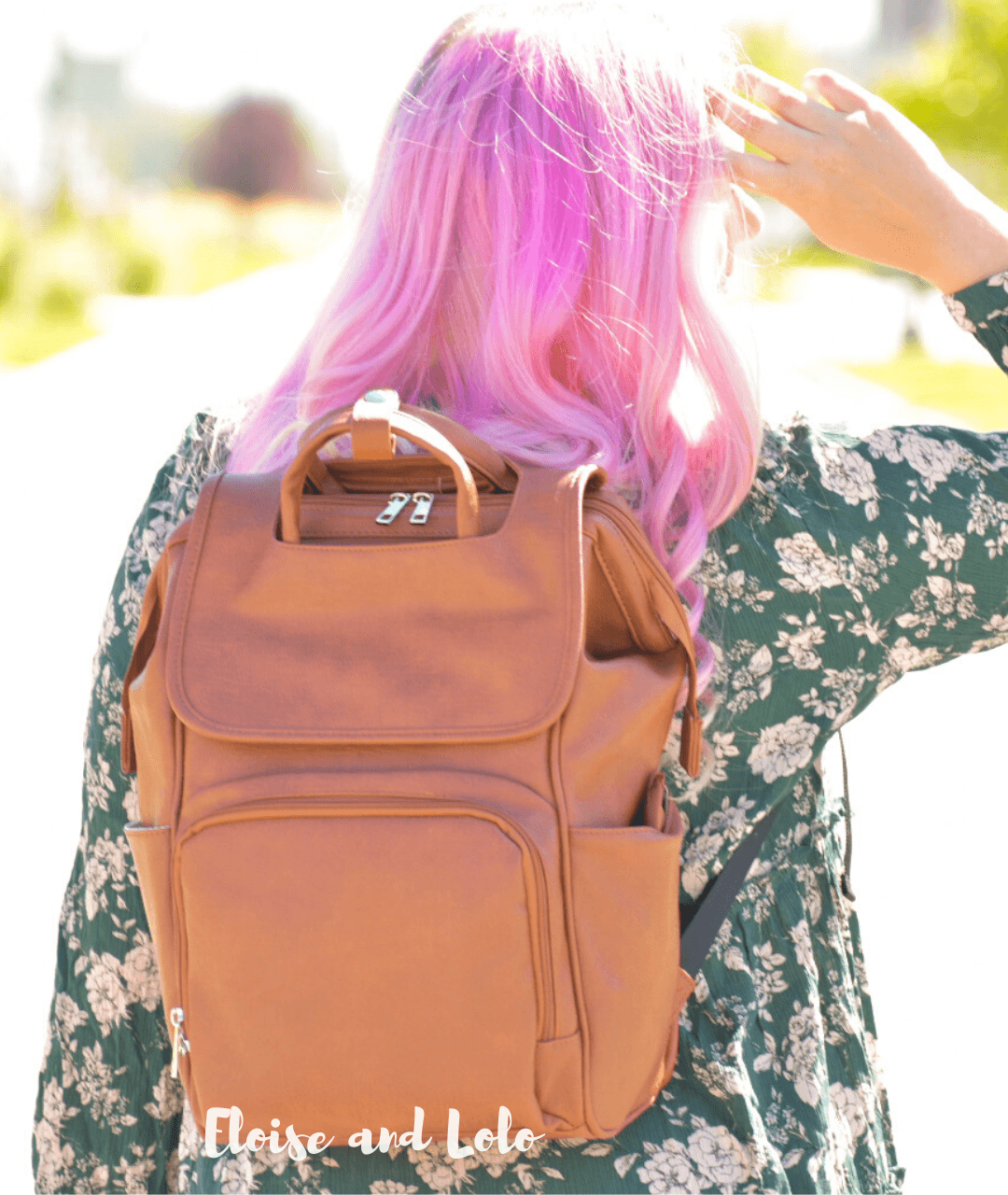 Pink leather diaper bag hotsell